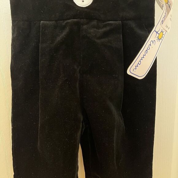Florence Eiseman Black Velvet Snowman Longall Overalls Romper Boys 6 Months NWT - Picture 5 of 13